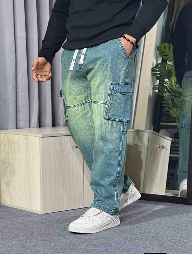 6 Pocket Cargo Baggy ( Green Blue )